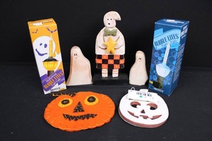 Midwest Bubble Lites, Wooden Ghosts & Pumpkin Decor Mixed Lot