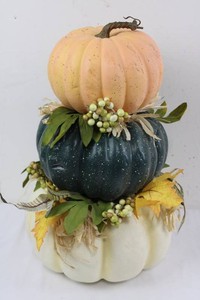 Stacked Pumpkin Harvest Decor Arrangement - 18 Inches Tall