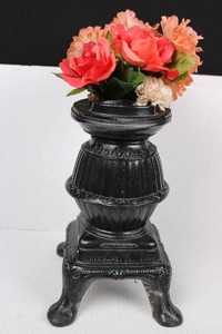 Ornate Pedestal Planter With Artificial Floral Arrangement