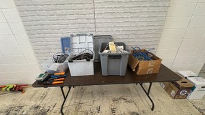 4 boxestotes of various cable and wire, tools, and electric accessories.