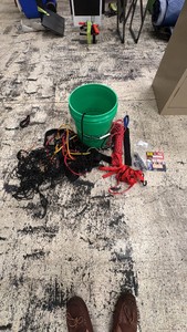 Bucket of Bungees and Tie Down Accessories