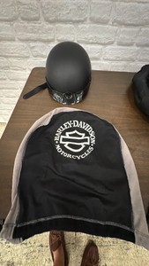 XL Motorcycle Helmet and Harley Davidson storage bag
