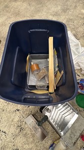 Tote of Painting and Drywall Supplies