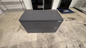 Meridian 2 door Lateral File Cabinet with various tools and materials inside