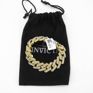 Invicta Elements Mens Iced Out Cuban Chain Bracelet, Gold-Tone