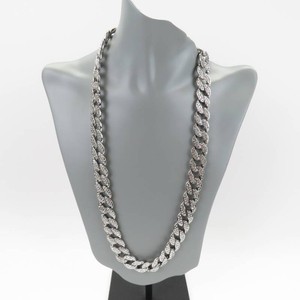 Invicta Elements Mens Iced Out Cuban Chain Necklace, Silver-Tone