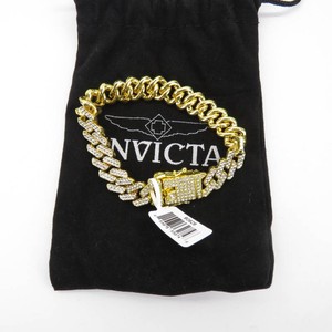 Invicta Elements Mens Iced Out Cuban Chain Bracelet, Gold-Tone