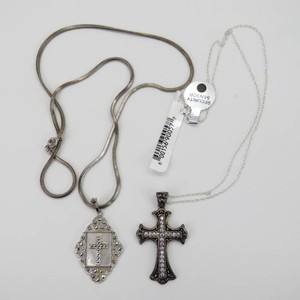 Grouping of 2 Vintage Sterling Silver Religious Cross Necklaces-21.305g