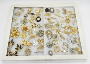 Large Collection of 69 Womens Fashion Brooches-Some marked