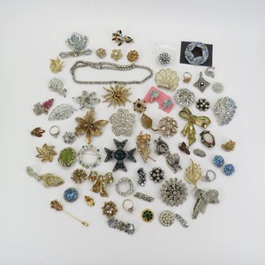 Large Grouping of Vintage Womens Rhinestone Jewelry-Missing Stones
