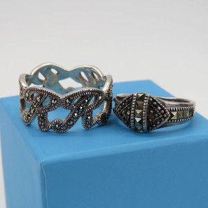 Group of 2 Vintage Womens Marcasite Sterling Silver Rings-8.945g