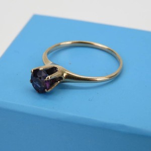 10K Gold Claw Womens Purple Amethyst Stone Cocktail Ring-1.505g