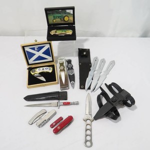 Large Grouping of Throwing Knives, Pocket Knives, Letter Openers More