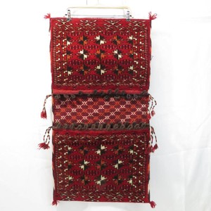Vintage Woven Wool Turkmen Double Saddlebag Khorjin