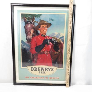 Vintage 1950s Drewrys Beer Advertising Cardboard Sign-South Bend, Indiana