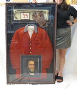 Very Large Equestrian Shadow Box wVintage Jockey Items From TGI Fridays