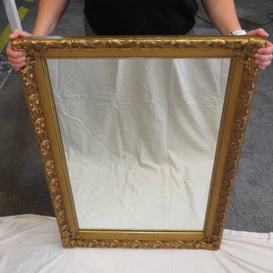 Very Large 42 x 30 Vintage Heavily Carved Ornate Gold-Gilt Wall Mirror