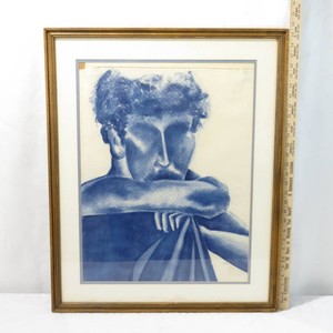 Framed & Matted Signed Original Art BLUE MAN P. Fink Artist