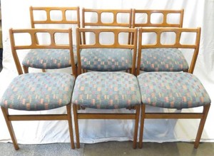 Beautiful Set of 6 Vintage MCM D-Scan Teak Dining Room Chairs 31 Tall