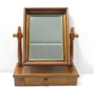 Vintage Wooden Dresser Tabletop Swivel Shaving Mirror Tilting Mirror