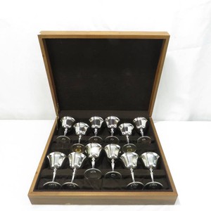 El De Uberti Italy Silver Plated Cup Goblets Set, 12 Pc Set with Box Case