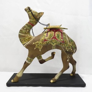 Vintage Painted Hollow Metal Camel Sculpture
