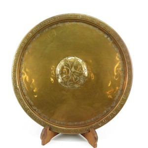 Vintage 12 Heavy Brass Round Serving Tray
