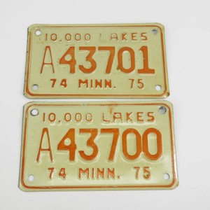 Set of Vintage 1975 Collector License Plates Minnesota