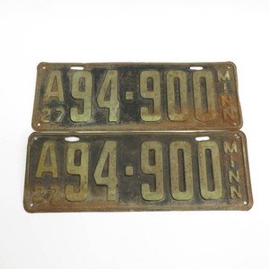 Vintage Set of 1927 Minnesota License Plates