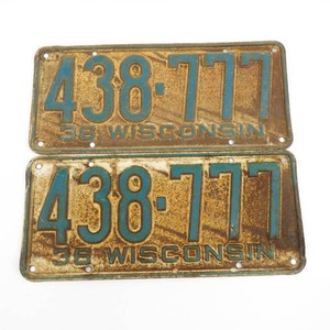 Vintage Set of 1936 Wisconsin License Plates