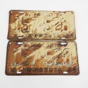 Set of Vintage 1954 Minnesota License Plates