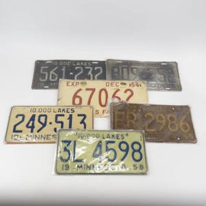 Grouping of Vintage 1950s License Plates WisconsinMinnesota