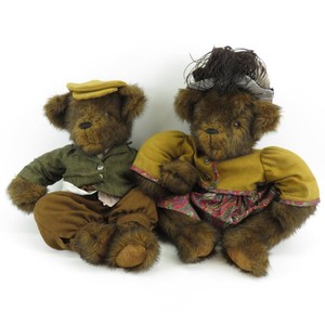 Heavy Fine Quality Artist-Made Jointed Teddy Bears Dapper Old-Timey