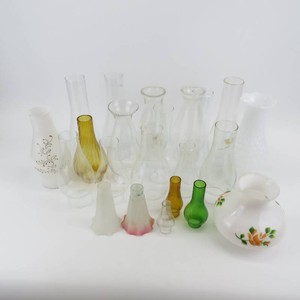 Large Grouping of Vintage Oil Lamp, Hurricane Lamp Glass Chimneys