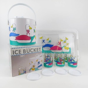 Awesome 1980s Duck Plastic Serving Pieces-Ice Bucket, Tray, Drinking Glasses