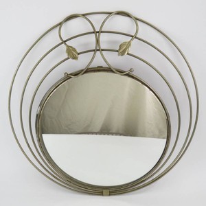 Vintage MCM Multi-Ring Framed Wall Mirror Metal Hoops Geometric Effect
