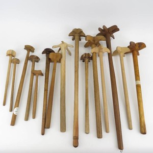 Large Grouping of Vintage Primitives Wood WhiskBeaterMashers