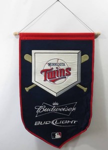 Minnesota Twins Dark Blue Felt Banner Co-Branded with Budweiser and Bud Light Logos-New