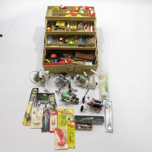Grouping of Fishing Items-Reels, Tackle, Plano Box, & NIP Accessories
