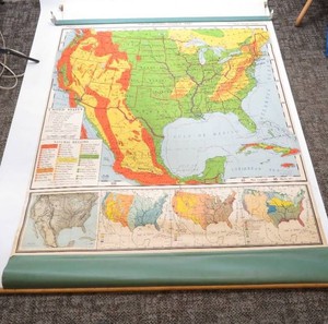 Vintage 1950s Classroom Atwood Regional Political Series Pull-Down US School Map