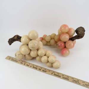 Set of 2 Vintage MCM Italian Carved Alabaster Grape Clusters (Large)