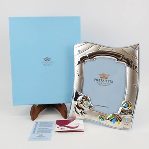 Italian Bi-Laminate Silver Childrens Picture Frame by Pietrafitta Argento Elephant wBalls