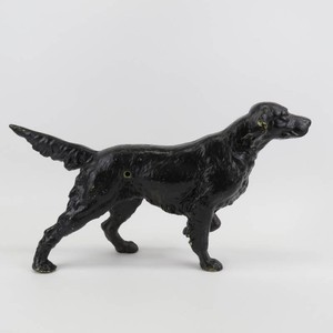 Vintage Cast Iron Irish Setter Dog Painted Black Center Seam