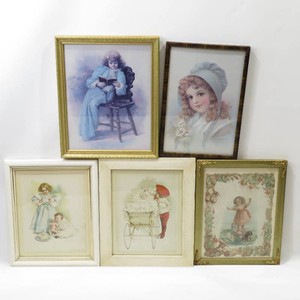 Grouping of 5 Vintage Art Prints wFrames Including J C Hubinger, Maud Humphrey