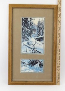 Framed Wildlife Art Print Eyes of the Wild Wolf and a Hare by Derk Hansen