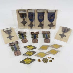 Grouping of Vintage American Legion Auxiliary Delegate Badges, Military Patches, Pins & More