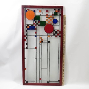 Vintage Frank Lloyd Wright Beautiful Framed Stained Glass Window Panel Suncatcher