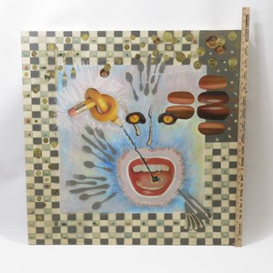 Vintage Mixed-Media Surrealist College Painting Checker Board Style Substances