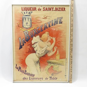 Rare Art Nouveau Advertising Poster La Burgeatine French Liqueur 1900 by Alfred Choubrac Framed
