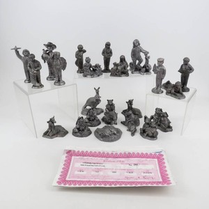 Large Grouping of Vintage Michael Ricker Pewter Figurines wCOA Papers